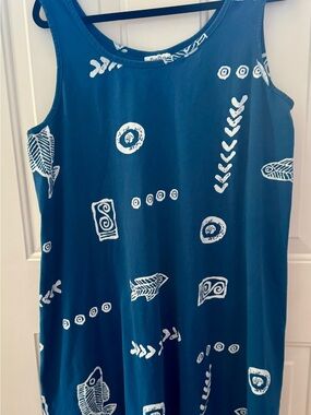 Sleeveless Blue Printed Shift Dress